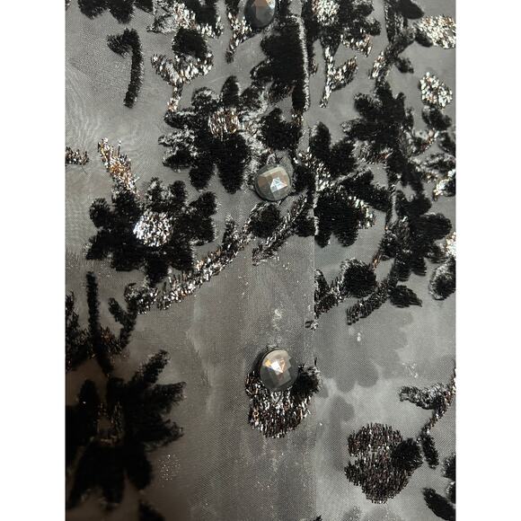 VTG Top Women SZ 10 y2K Black Burnout Velvet 90s  Whimsigoth Sheer Witchy Event - Picture 3 of 10